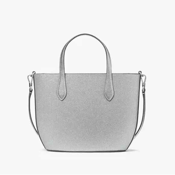 KATE SPADE Silver Glimmer Satchel Crossbody Bag Purse - Picture 12 of 13